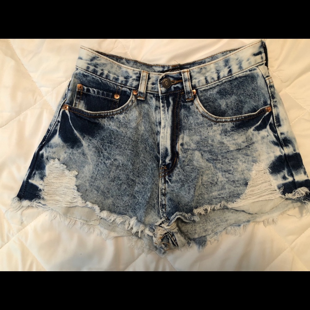 Acid wash shorts